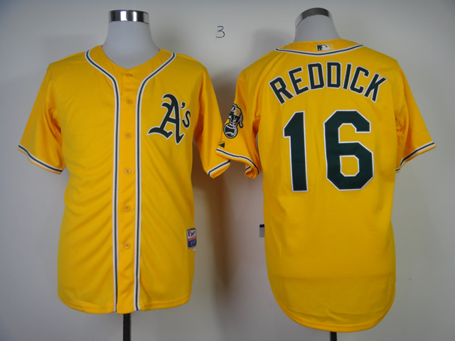 Men Oakland Athletics #16 Reddick Yellow MLB Jerseys